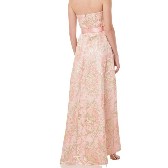 Kay Unger Bella High Low Hem Gown  Size 10 Blush Gold Strapless Belted Pockets - Picture 2 of 10